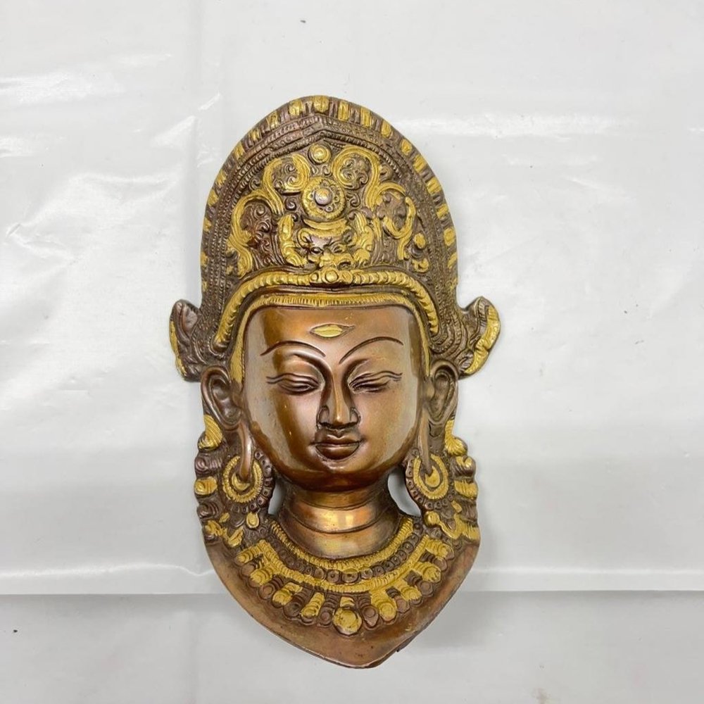Tibetan Bronze With Painted Gold Buddhism Tara Bodhisattva Wall Hanging Mask
